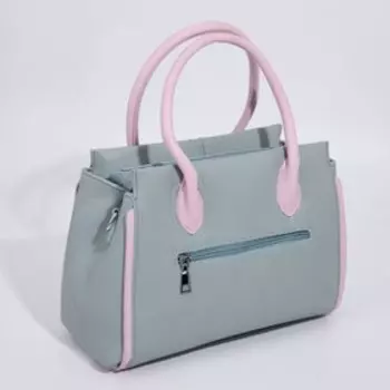 Сумка-тоут, отдел на молнии, наружный карман, длинный ремень, цвет мятный/розовый