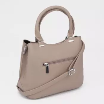 Сумка-тоут, отдел на молнии, наружный карман, длинный ремень, цвет пудра