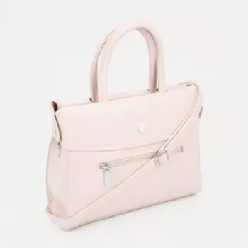 Сумка-тоут, отдел на молнии, наружный карман, длинный ремень, цвет розовый