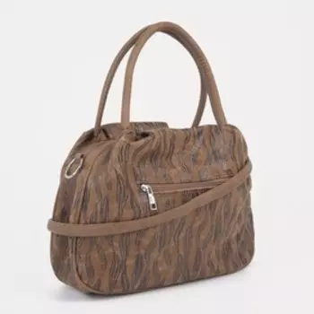 Сумка-тоут, отдел на молнии, наружный карман, длинный ремень, цвет рыжий