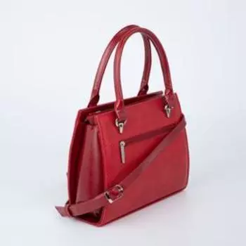 Сумка тоут, отдел на молнии, наружный карман, регулируемый ремень, цвет красный