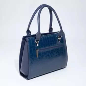 Сумка тоут, отдел на молнии, наружный карман, регулируемый ремень, цвет синий