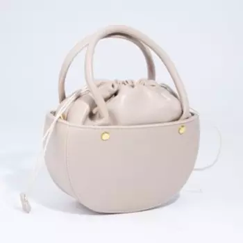 Сумка-тоут, отдел на шнурке, длинный ремень, цвет бежевый