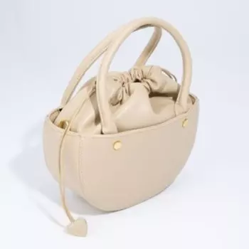 Сумка-тоут на шнурке, длинный ремень, цвет молочный