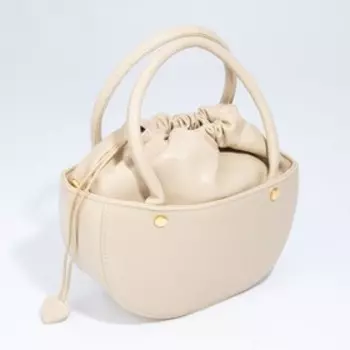 Сумка-тоут, отдел на утяжке, длинный ремень, цвет молочный