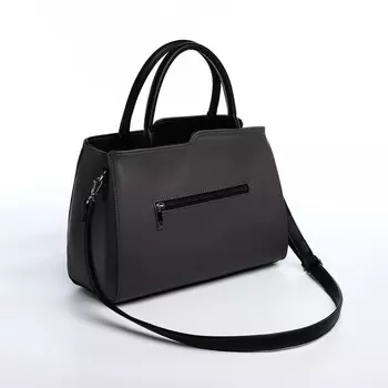 Сумка-тоут "Золотой дождь" на молнии, 2 наружных кармана, длинный ремень, цвет серый