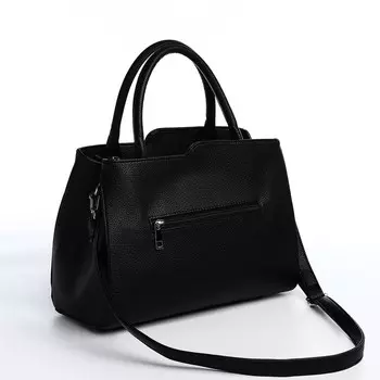 Сумка-тоут "Золотой дождь" на молнии, 2 наружных кармана, длинный ремень, цвет чёрный