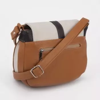 Сумка-мессенджер на клапане, цвет коричневый/бежевый