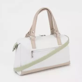 Сумка-саквояж на молнии, цвет белый/зелёный