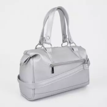 Сумка-саквояж на молнии, цвет серебристый