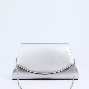 Сумка-клатч на магните, цвет серебряный