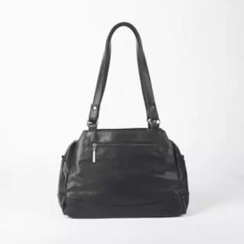 Сумка женская, 3 отдела на молнии, наружный карман, цвет серый/чёрный