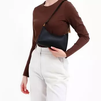 Сумка женская багет на молнии, чёрная