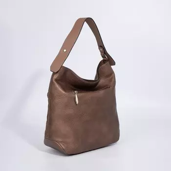 Сумка женская El Masta на молнии, наружный карман, длинный ремень, цвет коричневый