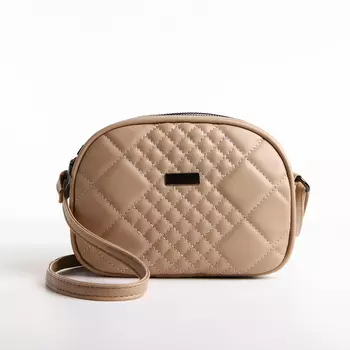 Сумка женская кросс-боди на молнии, 19715 см, в клетку, бежевая