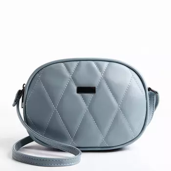 Сумка женская кросс-боди на молнии, 19715 см, со стёжкой, серо-синяя