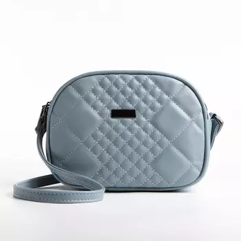 Сумка женская кросс-боди на молнии, 19715 см, в клетку, серо-голубая