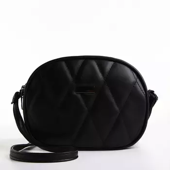 Сумка женская кросс-боди на молнии, 19715 см, со стёжкой, чёрная