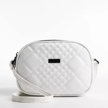 Сумка женская кросс-боди на молнии, 19715 см, в клетку, белая