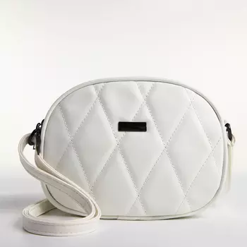 Сумка женская кросс-боди на молнии, 19715 см, со стёжкой, белая