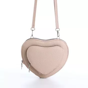 Сумка женская кросс-боди на молнии, в форме сердца, 20516 см, бежевая
