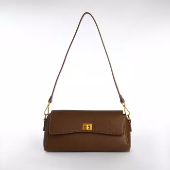 Сумка женская мессенджер TEXTURA на клапане, 26912 см, тёмно-коричневая