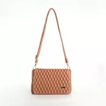 Сумка женская мессенджер на магните, 22612 см, со стёжкой, бежевая