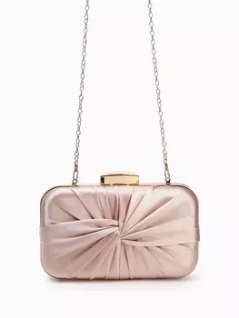 Сумка-клатч женская вечерняя на фермуаре, жёсткий корпус, на золотистой цепочке, бежевая