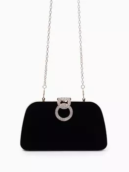 Сумка-клатч женская вечерняя на фермуаре, жёсткий корпус, с акцентной застёжкой, чёрная