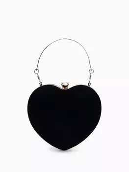 Сумка-клатч женская вечерняя на фермуаре, в форме сердца, жёсткий корпус, чёрная