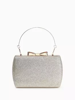 Сумка-клатч женская вечерняя на фермуаре, жёсткий корпус, с золотистой фурнитурой, золотистая