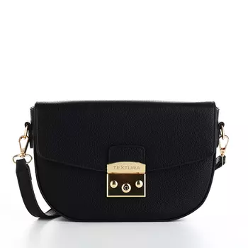Сумка женская мессенджер TEXTURA на клапане, 23615 см, чёрная