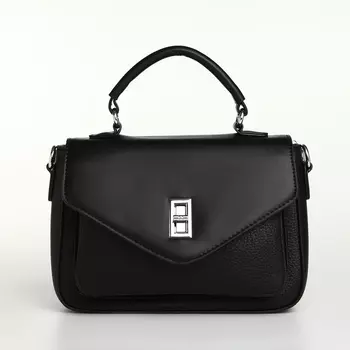 Сумка женская мессенджер TEXTURA на клапане, 24716 см, чёрная