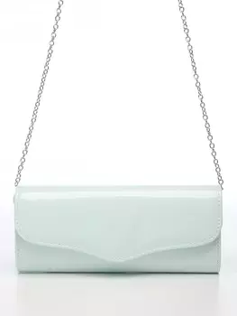 Сумка-клатч женская вечерняя на магните, на длинной цепочке, лаковая, однотонная, чёрная