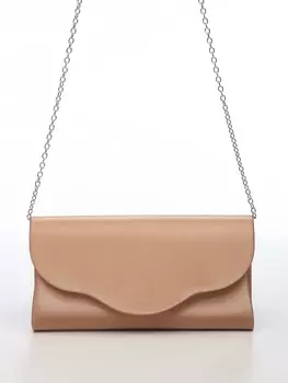 Сумка-клатч женская вечерняя на магните, на цепочке, однотонная, бежевая