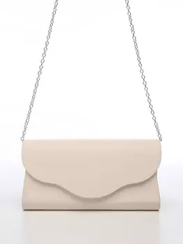 Сумка-клатч женская вечерняя на магните, на цепочке, однотонная, кремовая