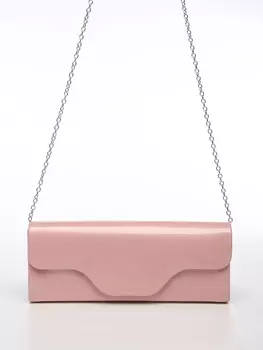 Сумка-клатч женская вечерняя на магните, на длинной цепочке, лаковая, однотонная, розовая