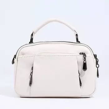 Сумка женская саквояж на молнии, 231015 см, белая