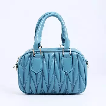 Сумка женская саквояж на молнии, 19714 см, голубая