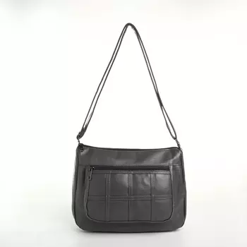 Сумка женская кросс-боди на молнии, 208.515 см, однотонная, серая