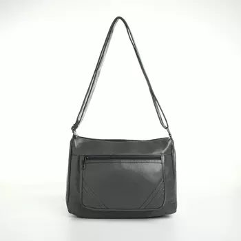 Сумка женская кросс-боди на молнии, 281020 см, однотонная, серая