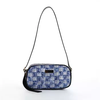 Сумка женская кросс-боди на молнии, 20.56.511.5 см, в клетку, синяя