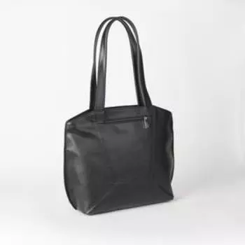 Сумка-тоут на молнии, наружный карман, цвет чёрный