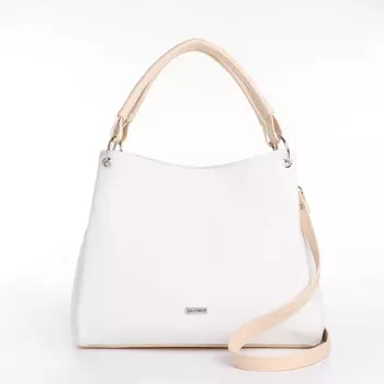 Сумка женская на молнии, средний размер, цвет белый