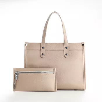 Сумка женская тоут TEXTURA на молнии, с кошельком, 301024 см, бежевый