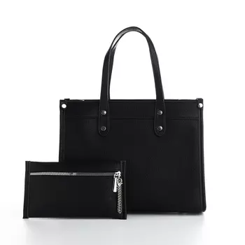 Сумка женская тоут TEXTURA на молнии, с кошельком, 301024 см, чёрный