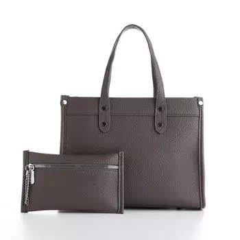 Сумка женская тоут TEXTURA на молнии, с кошельком, 301024 см, тёмно-серый