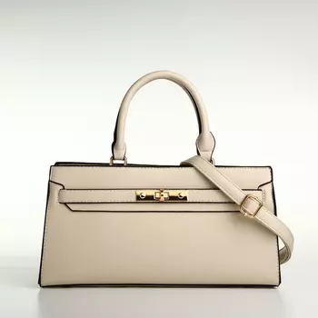 Сумка женская тоут TEXTURA на молнии, 34818 см, однотонная, молочная