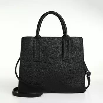 Сумка женская тоут TEXTURA на молнии, 291025 см, однотонная, чёрная