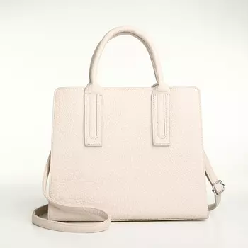 Сумка женская тоут TEXTURA на молнии, 291025 см, однотонная, молочная